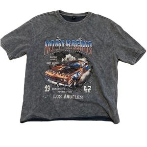 MANFINITY "Road Racing" Acid Wash Graphic Tee T-Shirt M